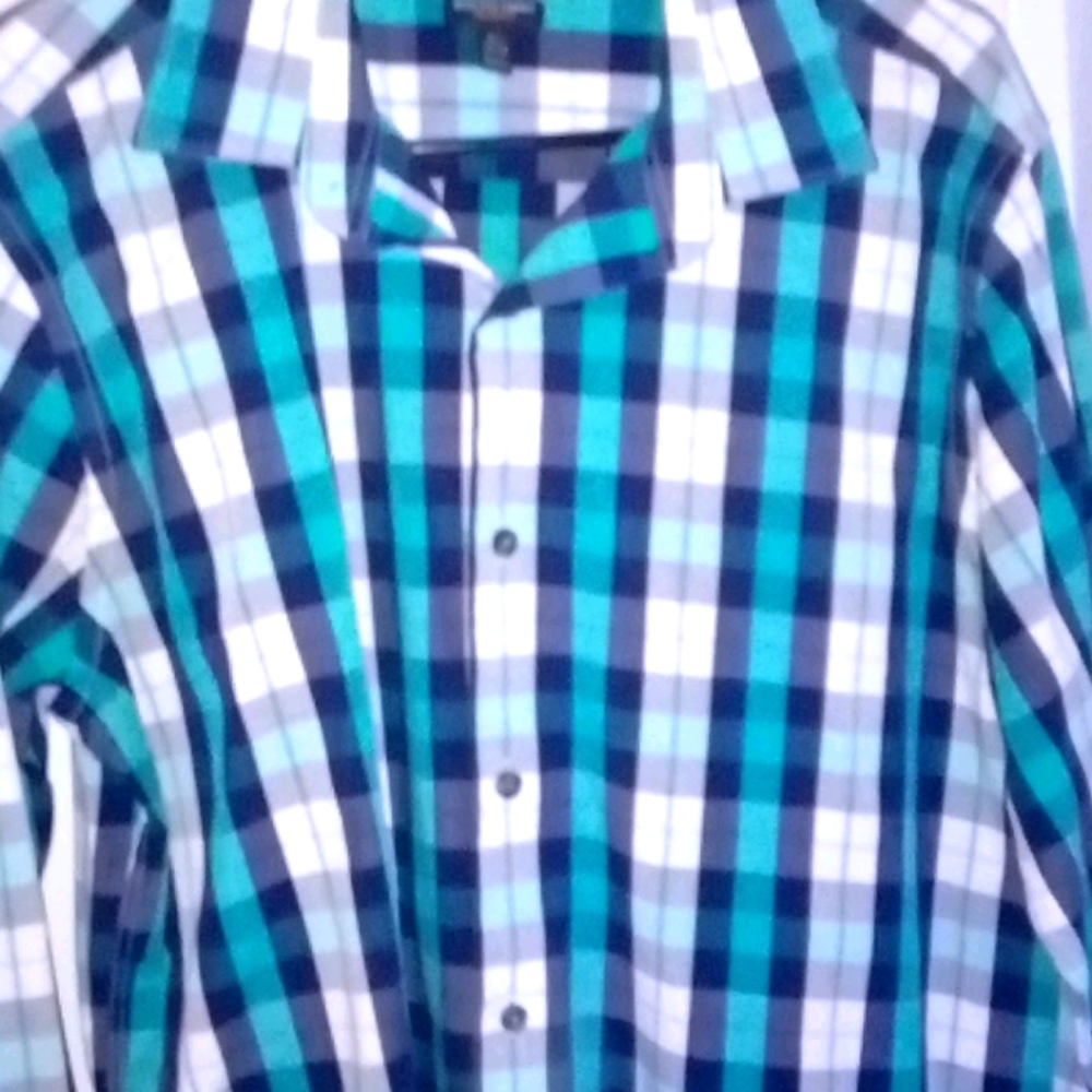 Button up dress shirt size large stretch fabric sl